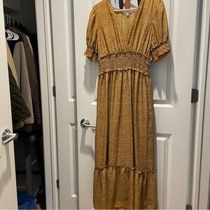 Max Studio Mustard Floral Midi Dress